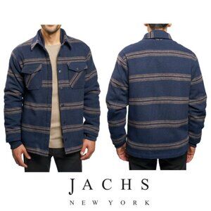 NWT Jachs Men's Full Button Plush Shirt Jacket, Blue